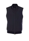Herno Vest With High Collar And Zip Pockets In Blue