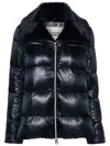 Herno Ultralight Nylon Down Jacket And Lady Alternative Fur In Blue