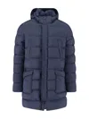 Herno Long Hooded Down Jacket In Blue