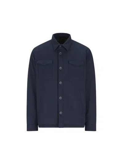 Herno Flap-pocket Buttoned Overshirt In Blue