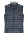 Herno Reversible Quilted Sleeveless Jacket With High Collar In Blue