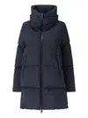 Herno Long Quilted Jacket High Collar In Blue