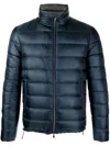 Herno Quilted Blue Puffer Jacket With High Collar In Blue
