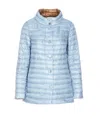 Herno Light Blue And Brown Down Jacket With Branded Buttons In Polyamide Woman In Blue