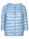 Herno Quilted Button Lightweight Padded Shiny Jacket In Blue