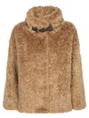 Herno Soft Faux Fur Coat In Brown