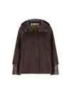 Herno Women Hood In Pure Cashmere And Ultralight Nylon In Brown