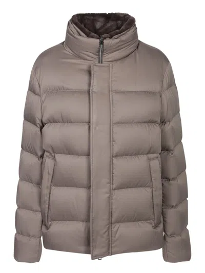 Herno Quilted High-neck Jacket In Brown