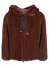 Herno Bomber Jacket In Melange Alternative Mink Fur In Brown