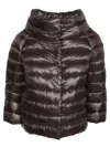 Herno Sofia Iconic Down Crop Puffer Jacket In Brown
