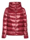 Herno Quilted High Neck Jacket With Lateral Split In Burgundy