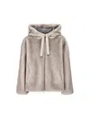 Herno Drawstring-hood Zip-front Jacket In Gray