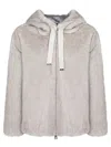 Herno Soft Faux Fur Bomber In Gray