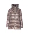 Herno A-shape Long Down Jacket With High Neck In Gray
