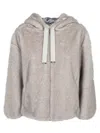 Herno Relaxed-fit Grey Jacket With Plush Texture And Hood In Gray