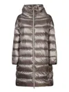 Herno Matilde Grey Down Jacket With Mock Neck And Two Front Welt Pockets With Button In Tech Fabric Woman In Grey