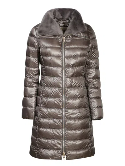 Herno Elisa Long Ecofur Anthracite Jacket In Grey