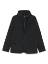 Herno Tailored Black Jacket With Detachable Hood In Black