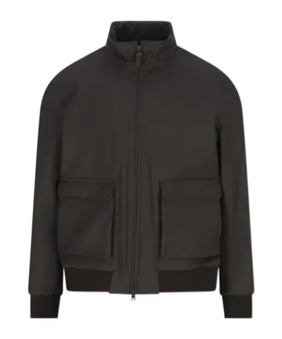 Herno Pocket Bomber Jacket In Brown