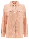 Herno Long Sleeved Press-stud Down Jacket In Pink