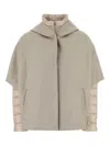 Herno Beige Cape-style Padded Jacket In Multi