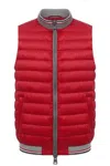 Herno Quilted Sleeveless Jackets Ribbed Collar In Red