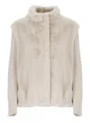 Herno Resort Jacket In Faux Mink Fur In Neutral