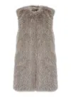 Herno Grey Sleeveless Vest With Concealed Closure On The Front In Ecofur Woman In Gray