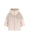 Herno Quilted-panel Faux-fur Jacket In Neutral