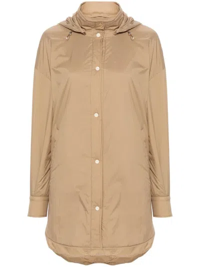 Herno Hooded Lightweight Parka Coat In Beige