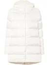 Herno A-shape Down Jacket In Satin And Lady Alternative Fur Clothing In White