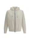 Herno Zip-up Drawstring Hooded Jacket In White