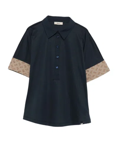 Herno Jacquard Trim Polo Top In Orange