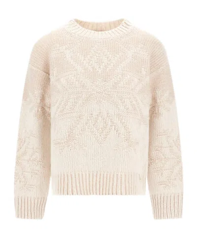 Herno Jacquard Virgin Wool And Cashmere Round-neck Jumper In Gray