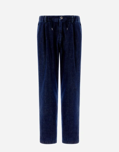 Herno Jeans Effect Trousers In Navy Blue