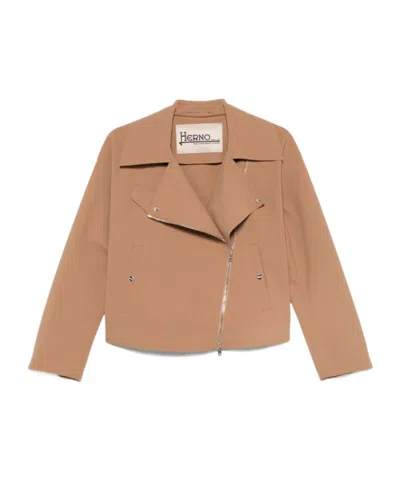 HERNO JERSEY BIKER JACKET