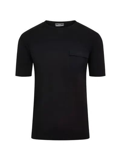 Herno Jersey Chest-pocket T-shirt In Black