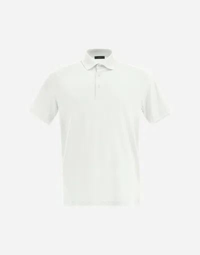 Herno Jersey Crepe Polo Shirt In White