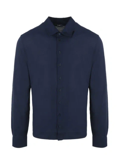 Herno Jersey Crepe Shirt In Blue