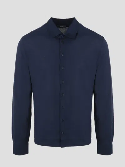 Herno Crepe Jersey Shirt In Blue