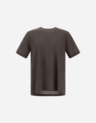 Herno Jersey Crepe T-shirt In Brown