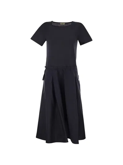 Herno Jersey Drawstring Midi Dress In Black