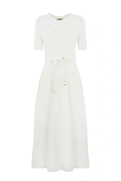 Herno Glam Knit Effect And Techno Taffeta' Dress In White