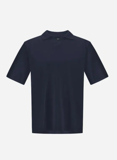 Herno Jersey Knit Effect Polo In Blue