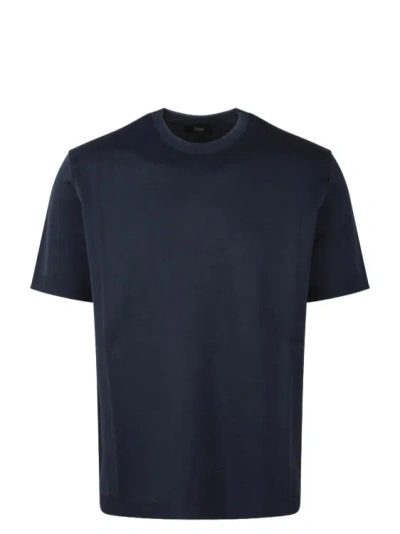 Herno T-shirt In Superfine Cotton Stretch In Navy Blue