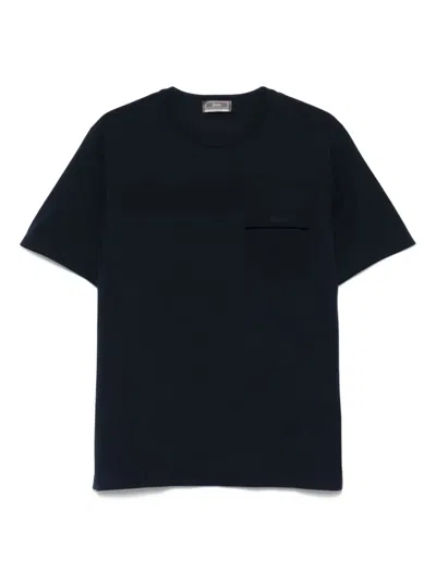 Herno Cotton Jersey T-shirt With Pocket Clothing In Blue