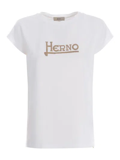 Herno White Interlock Jersey Logo T-shirt