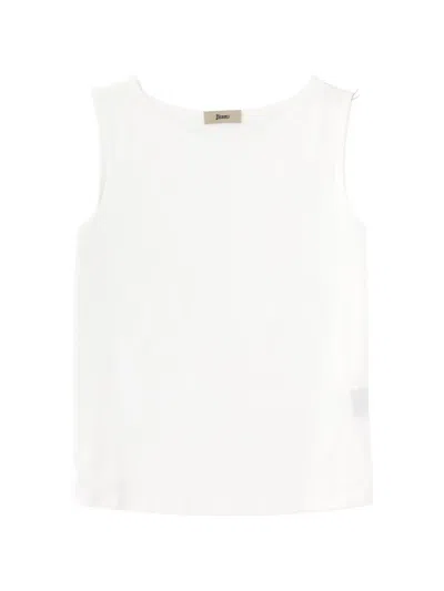 Herno Sleeveless Top Round Neck Knitwear Piece In White