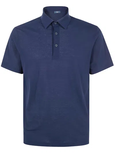 Herno Jersey Voile Crepe Short Sleeves Polo Shirt In Blue