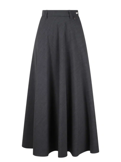Herno Jersey Wool Skirt In Grey